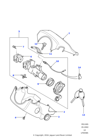 QRF101270SW - Land Rover Lock assembly-steering column illuminated