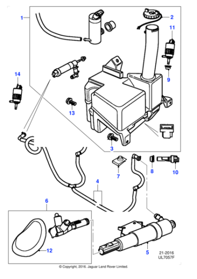 XR834329 - Jaguar Screenwash/powerwash reservoir