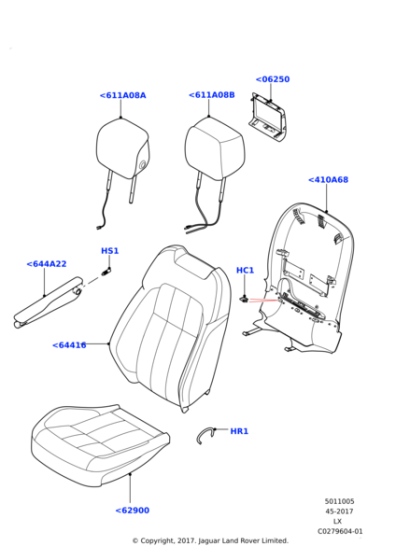 LR098474 - Land Rover Cover - Front Seat Cushion