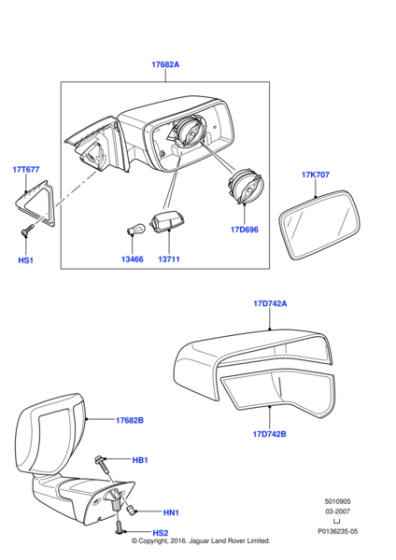 CRB502520PMA - Land Rover Mirror