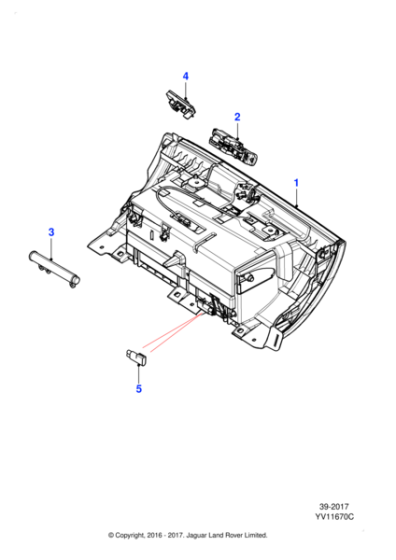 C2D13830PVJ - Jaguar Glovebox door and stowage bin