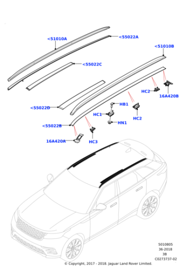 LR108759 - Land Rover Rail - Roof