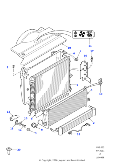 PFZ100020 - Land Rover Oil cooler transmission