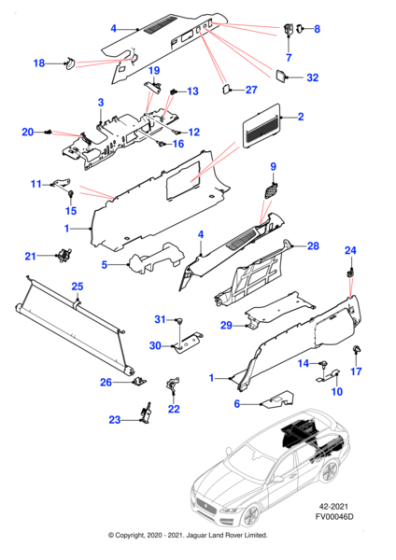 T2H46100PVJ - Jaguar Trunk side carpet