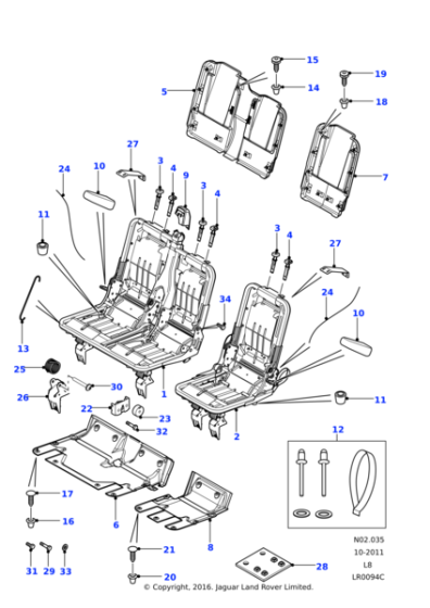 LR032158 - Land Rover Frame - Seat