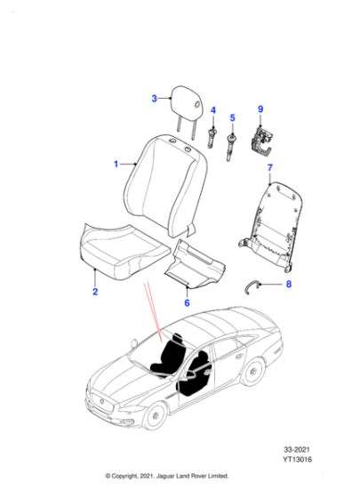 C2C40395PVJ - Jaguar Headrest