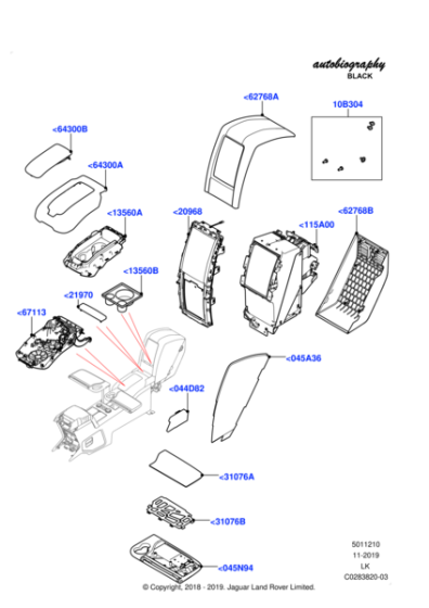 LR135532 - Land Rover INSERT - CONSOLE - TABLE