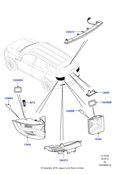 LR135596 - Land Rover Lamp - Rear