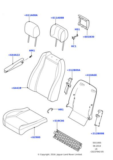 LR034671 - Land Rover Cover - Front Seat Cushion