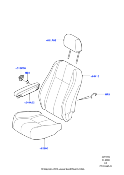 LR046984 - Land Rover Cover - Front Seat Cushion