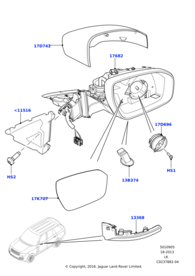 LR036685 - Land Rover Mirror