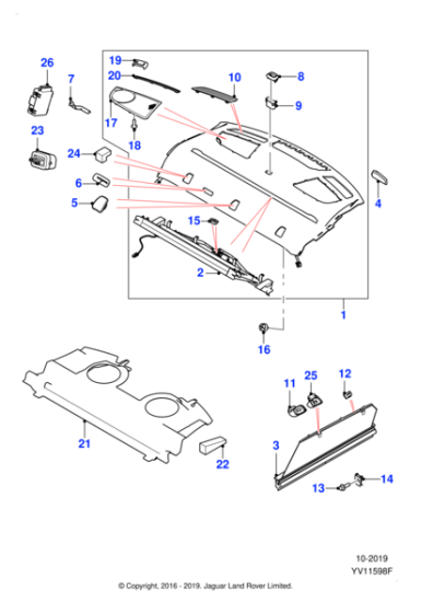 C2D9612PVJ - Jaguar Parcel shelf