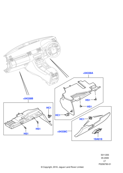 LR018615 - Land Rover Panel - Instrument - Lower