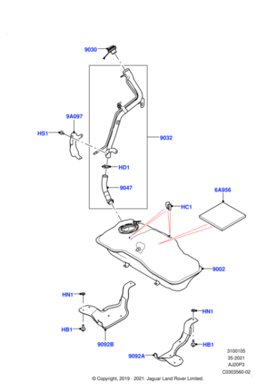 LR135561 - Land Rover Hose - Filler Pipe