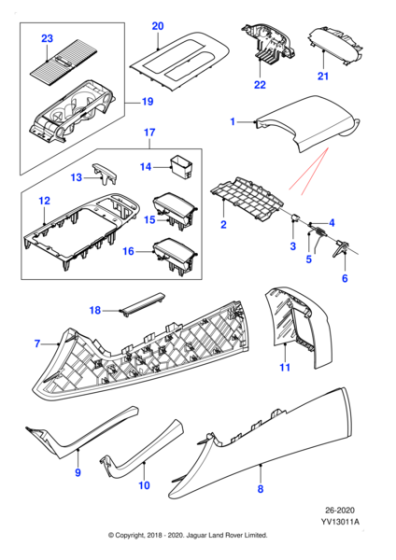 C2D15585CJB - Jaguar Console armrest/lid