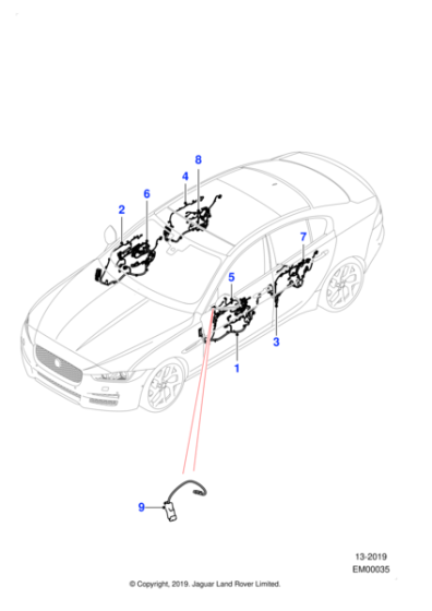 T4N32406 - Jaguar Passenger door harness