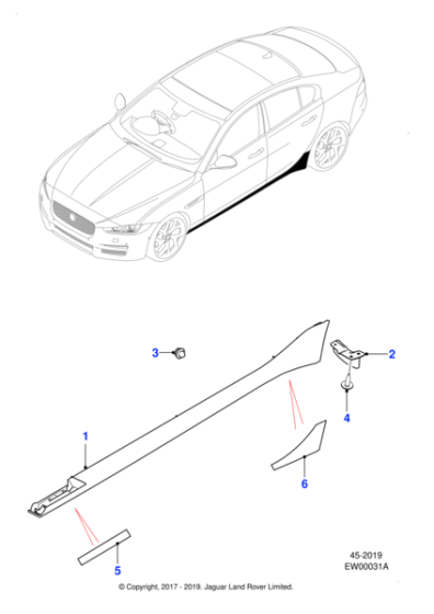 T4N28451LML - Jaguar Body side moulding