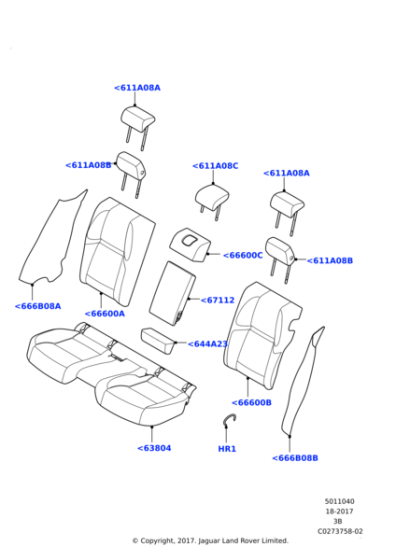 LR123869 - Land Rover Cover - Rear Seat Back