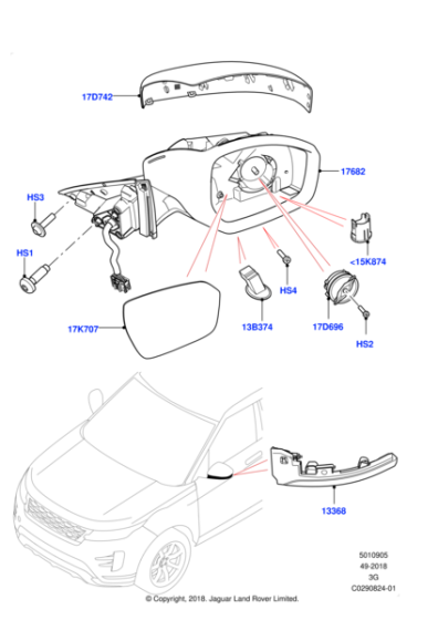 LR134601 - Land Rover GLASS - DOOR MIRROR