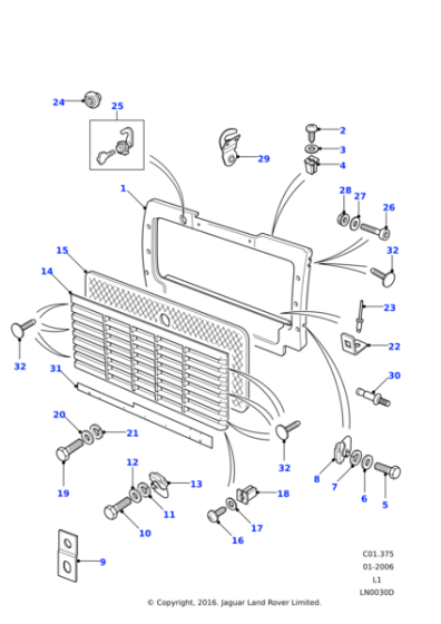 RTC3036 - Land Rover Kit-bonnet locking