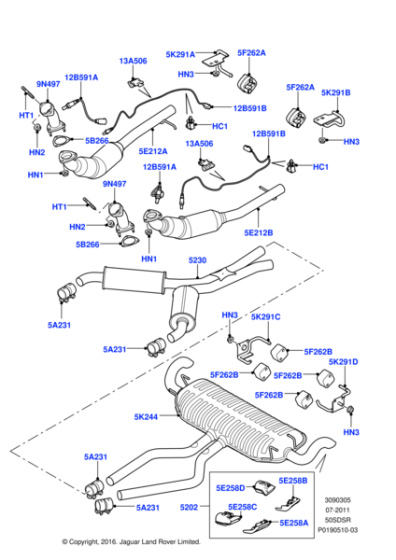 LR011092 - Land Rover Pipe - Exhaust - Front