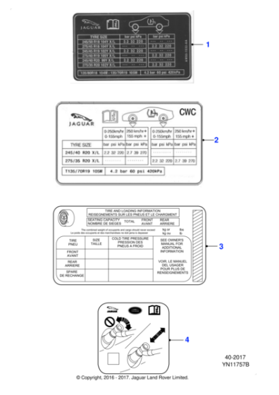 C2D17839 - Jaguar Tire placard/label