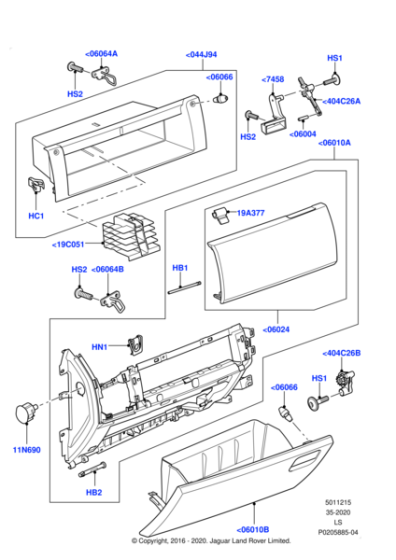 LR044319 - Land Rover Compartment - Glove - Co-Driver