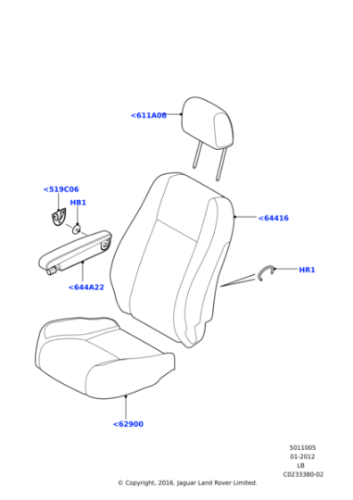 LR022403 - Land Rover Cover - Front Seat Cushion