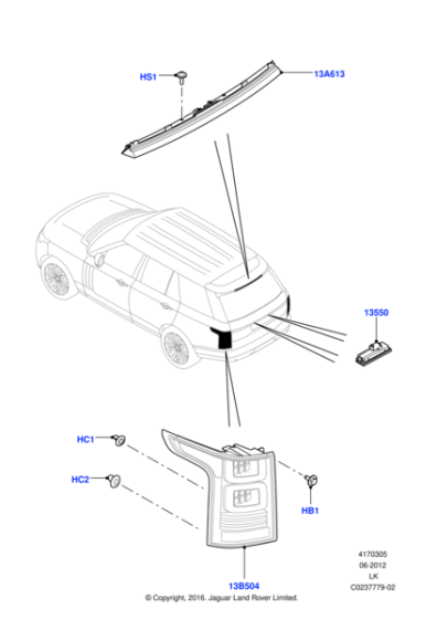 LR135412 - Land Rover Lamp - Rear