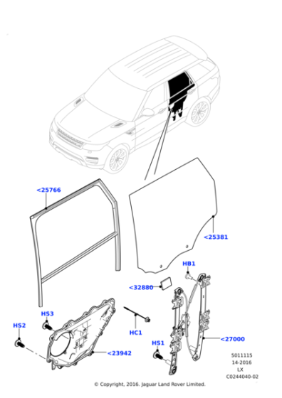 LR043863 - Land Rover Run - Door Glass