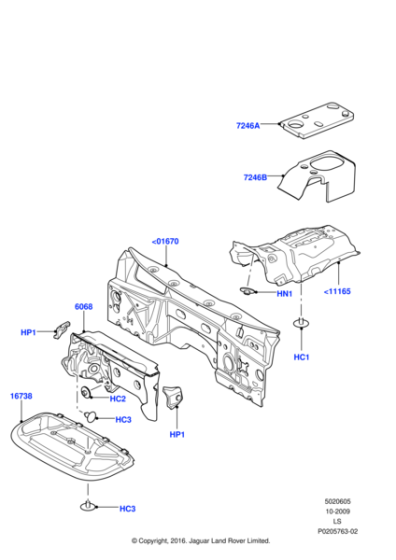 LR017439 - Land Rover Insulator - Dash Panel