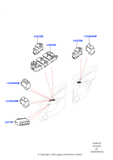 LR114827 - Land Rover Switch - Seat Memory Control