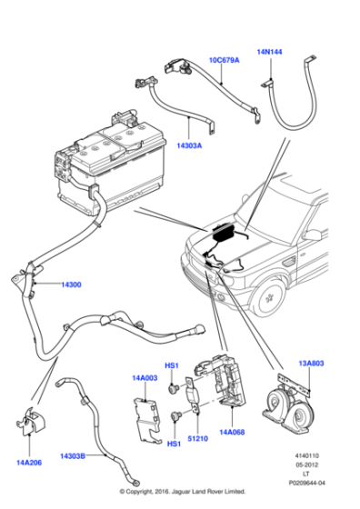 LR020094 - Land Rover Cable - Battery Positive