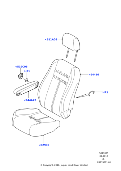 LR046974 - Land Rover Cover - Front Seat Cushion