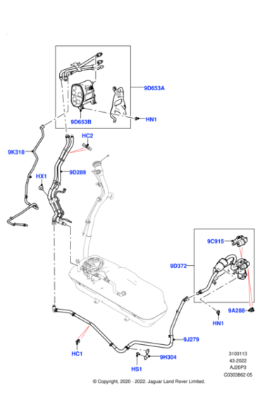 LR135806 - Land Rover Tube - Fuel Vapour Separator