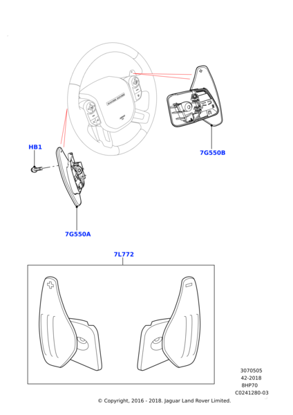 Paddle Shift Manopla Volante Esq. Jaguar Land Rover Lr028873