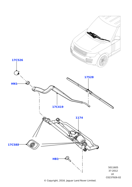 LR106594 - Land Rover Blade - Wiper | Jaguar Land Rover Classic Parts