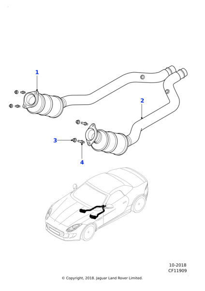 T2R24116 - Jaguar Exhaust catalyst and downpipe | Jaguar Land