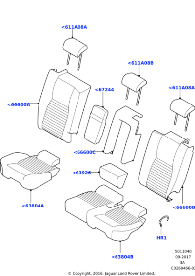 LR059038 - Land Rover Bolster - Rear Seat Back