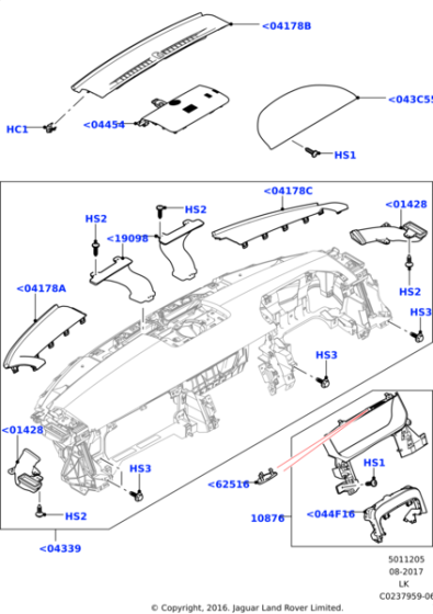 LR039412 - Land Rover Panel - Instrument - Upper