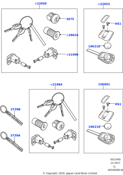 LR088264 - Land Rover Key - Cut - Service Only