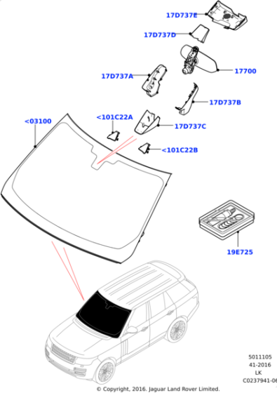 LR048990 - Land Rover Mirror - Rear View - Inner