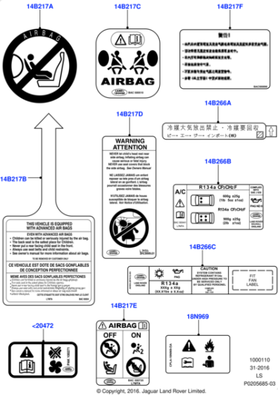 LR044199 - Land Rover Label - Refrigerant