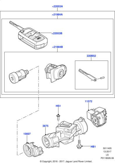 LR088265 - Land Rover Key - Cut - Service Only