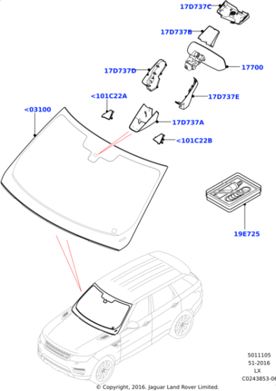 LR098862 - Land Rover Glass - Windscreen