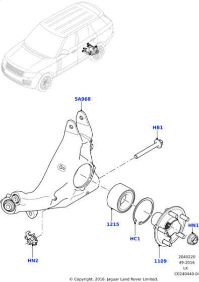 LR038551 - Land Rover Knuckle - Rear Wheel