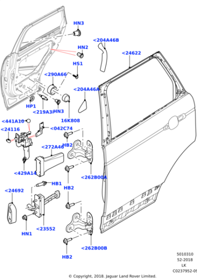 LR100513 - Land Rover Door - Rear - Less Hinges