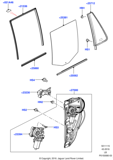 LR031732 - Land Rover Regulator - Window