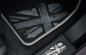 Carpet Mats - Union Jack Style, Monochrome, RHD