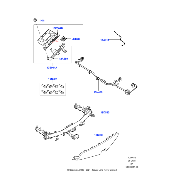 Towing System - Fixed Height Flanged Tow Bar, 5+2 Seat with Space Saver Spare Wheel AWD and 5+2 Seat FWD, 20MY onwards
